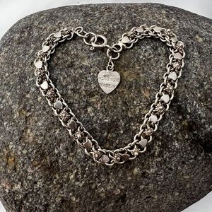 Silver Heart Bracelet Flower Bracelet Sterling Silver